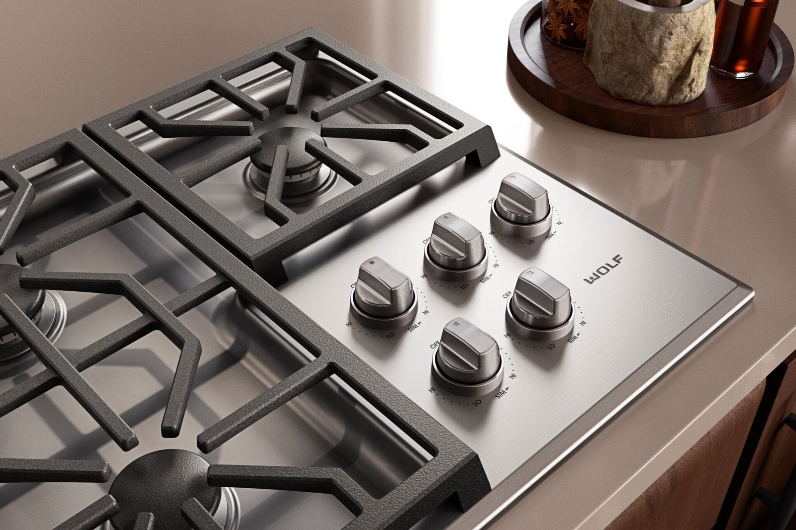 wolf stainless steel gas cooktop with heavy-duty burner grates – ALFA Appliances repair target