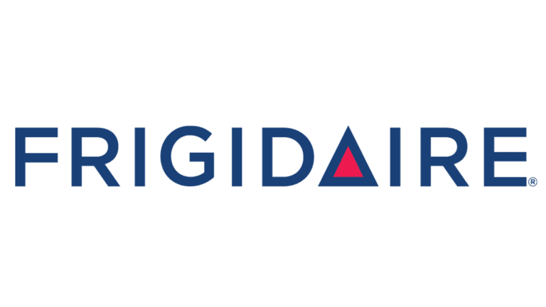 Frigidaire logo with blue capital letters and a red triangle in the letter "A"
