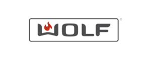Wolf brand logo with red flame icon and transparent background