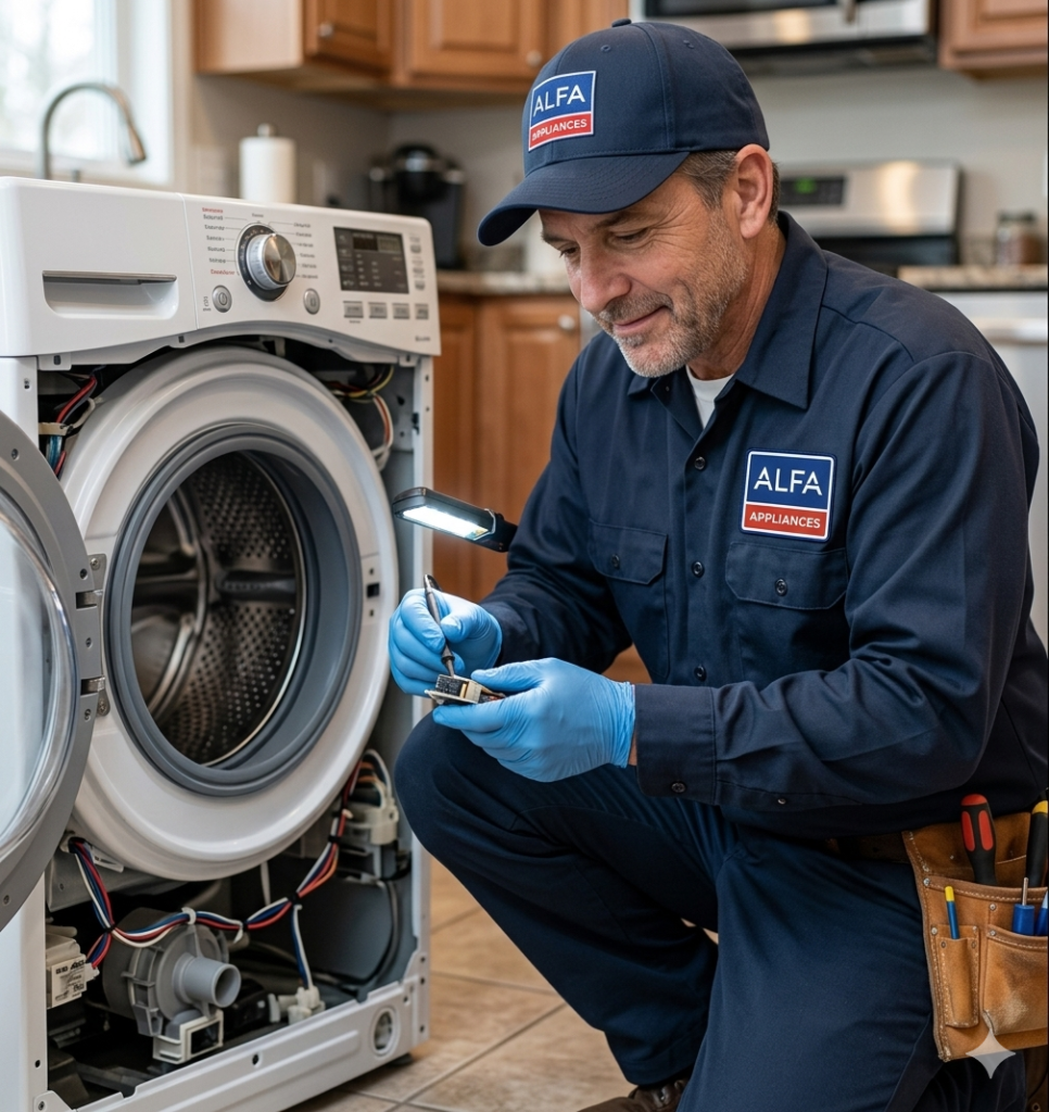 appliance repair technician working